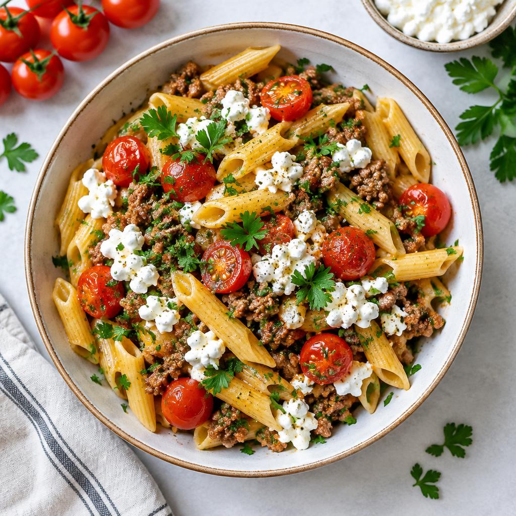 Gehakt & Cottage Cheese Pasta Bowl